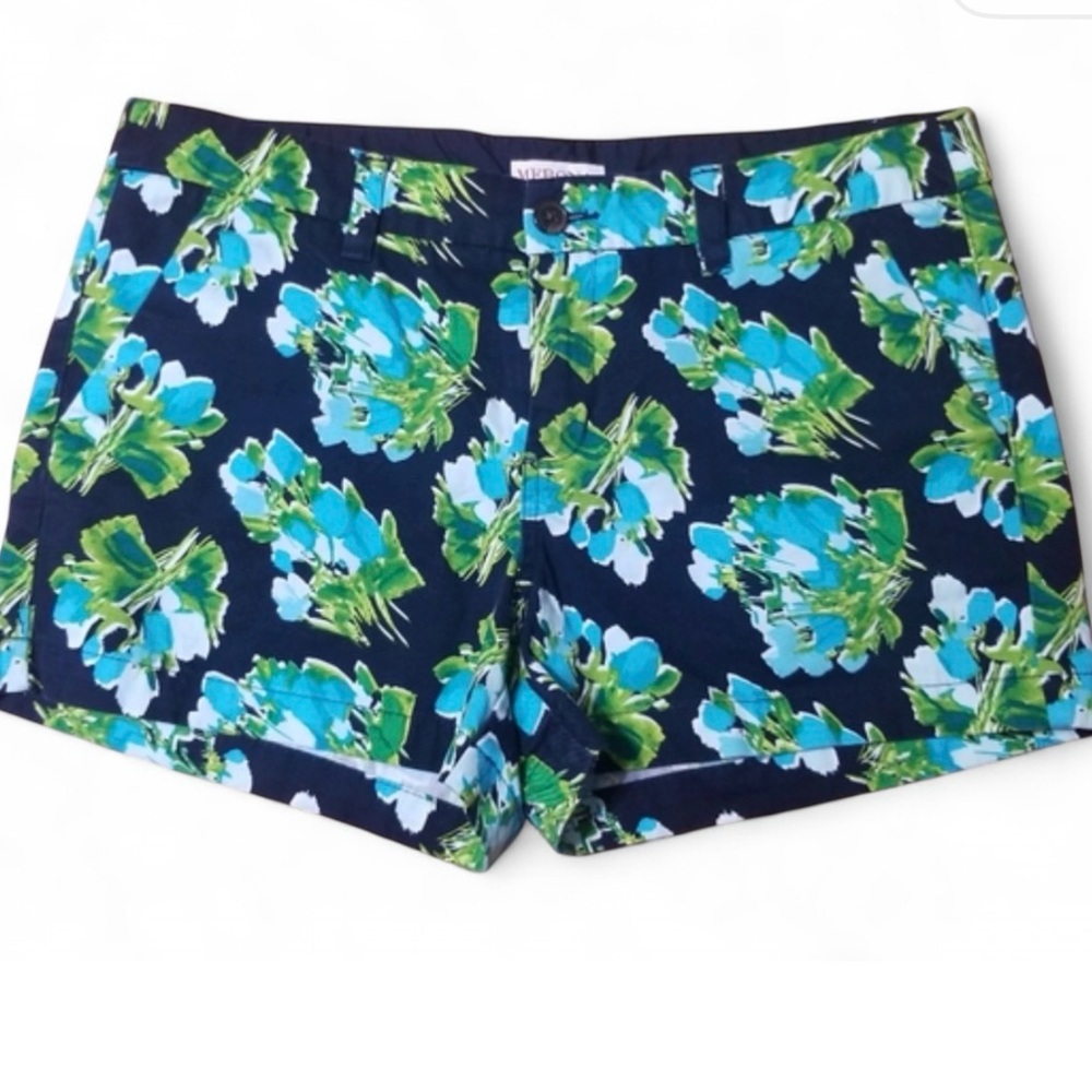 Y2K Green Preppy 2000s Beach Plus Size 18 Merona Women's Print Shorts Blue